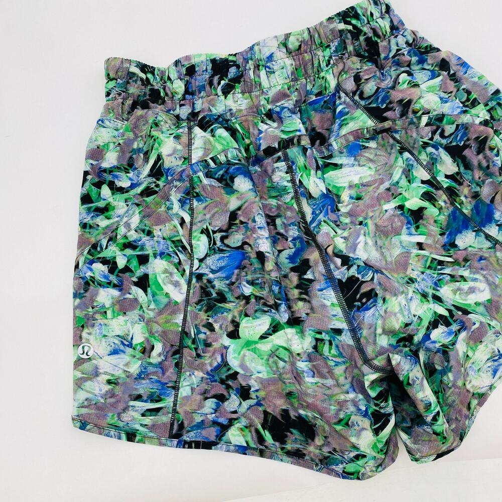 Lululemon patterned green blue high waisted shorts